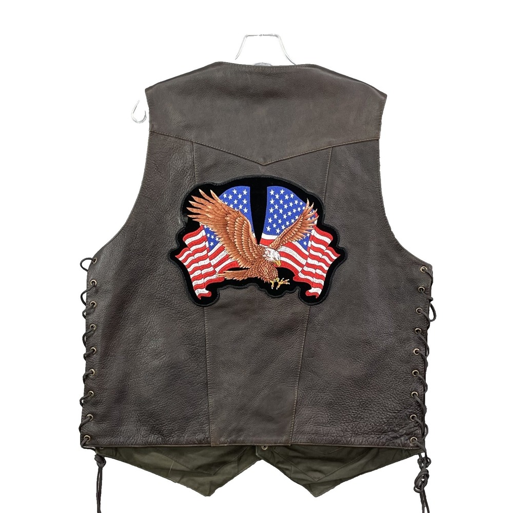 First Classics Leather Vest Men's XL Brown Moto Biker USA Y2K Grunge Western 90s